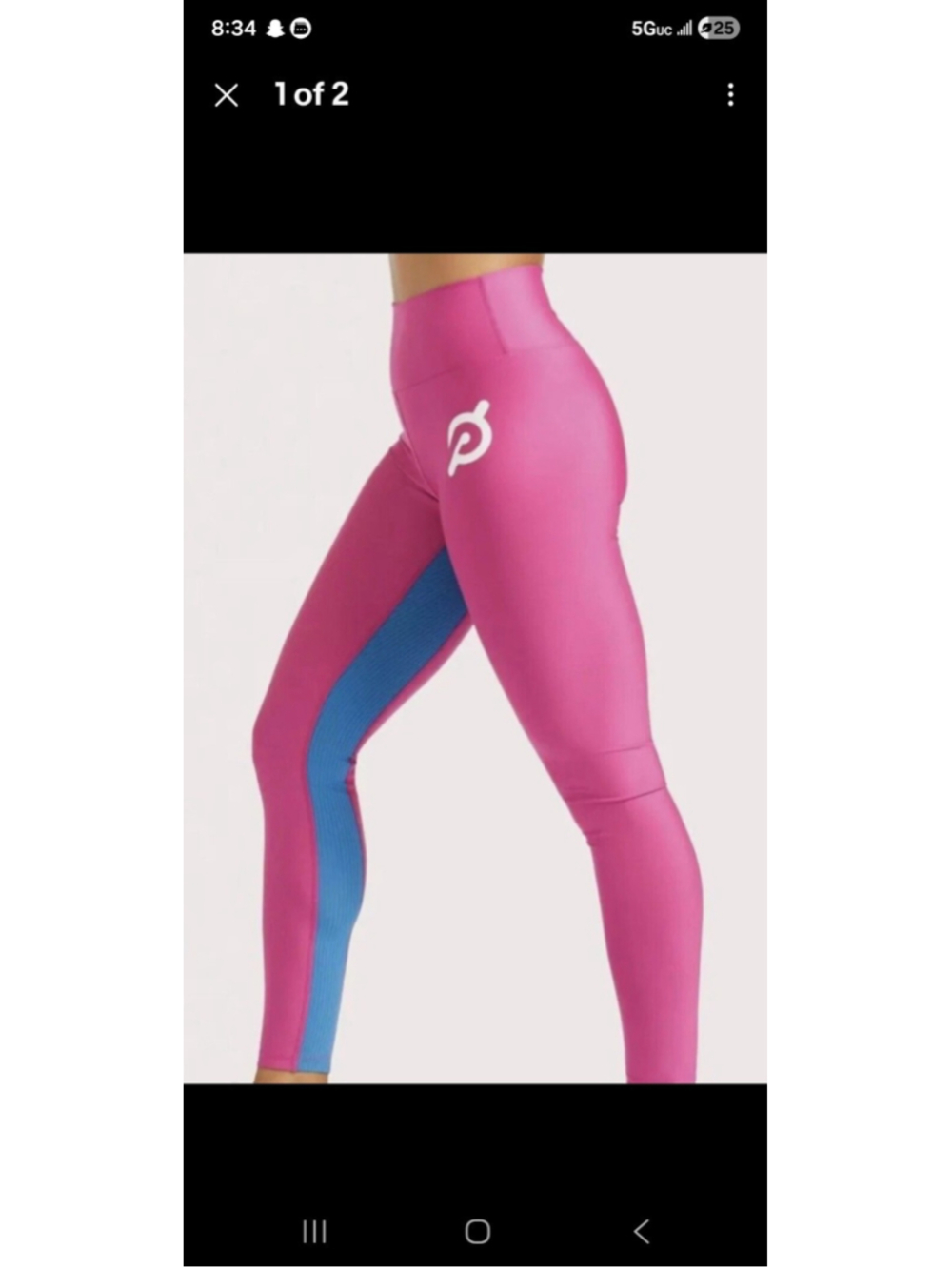 Peloton Show Up Rib High Waist Leggings Pink/Blue Size M Biking Athleisure Gym